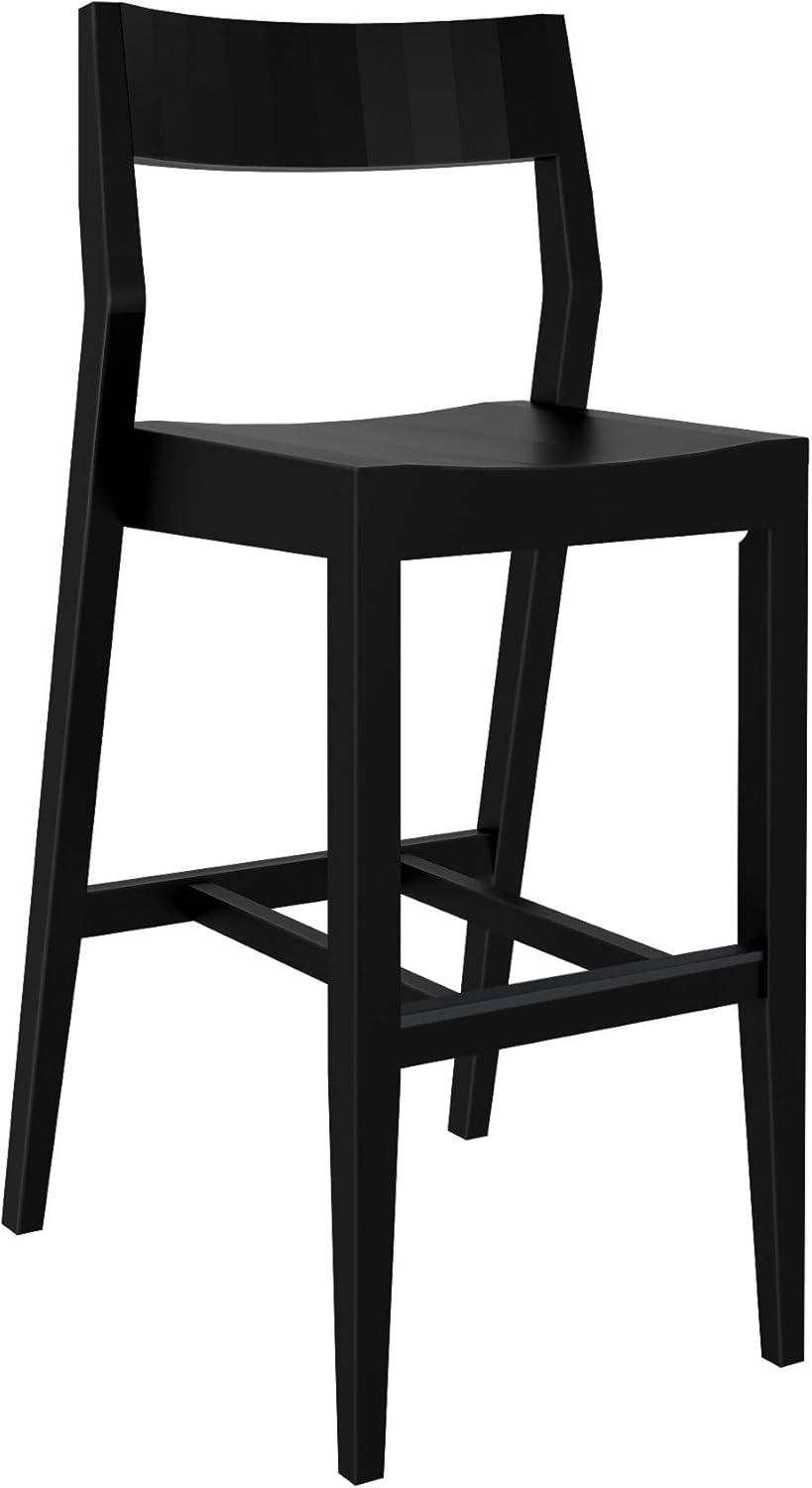 image:imagePlankBeam Modern Bar Height Chair 44 Inch Solid Wood Dining Chair for Home Bar Kitchen Contemporary Seating for Dining Room Black