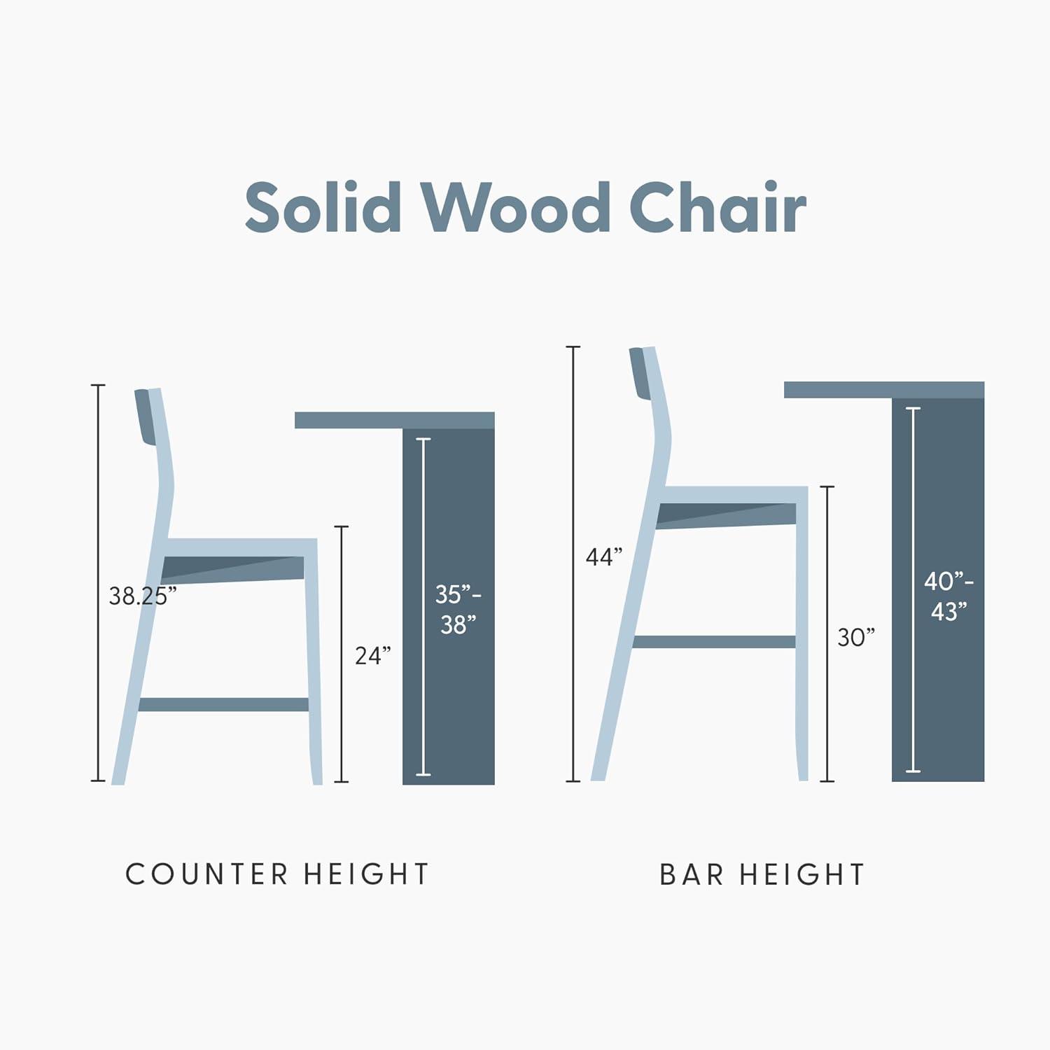image:imagePlankBeam Modern Bar Height Chairs 44 Inch Set of 2 Solid Wood Dining Chairs for Home Bar Kitchen Contemporary Seating for Dining Room PecanBlonde