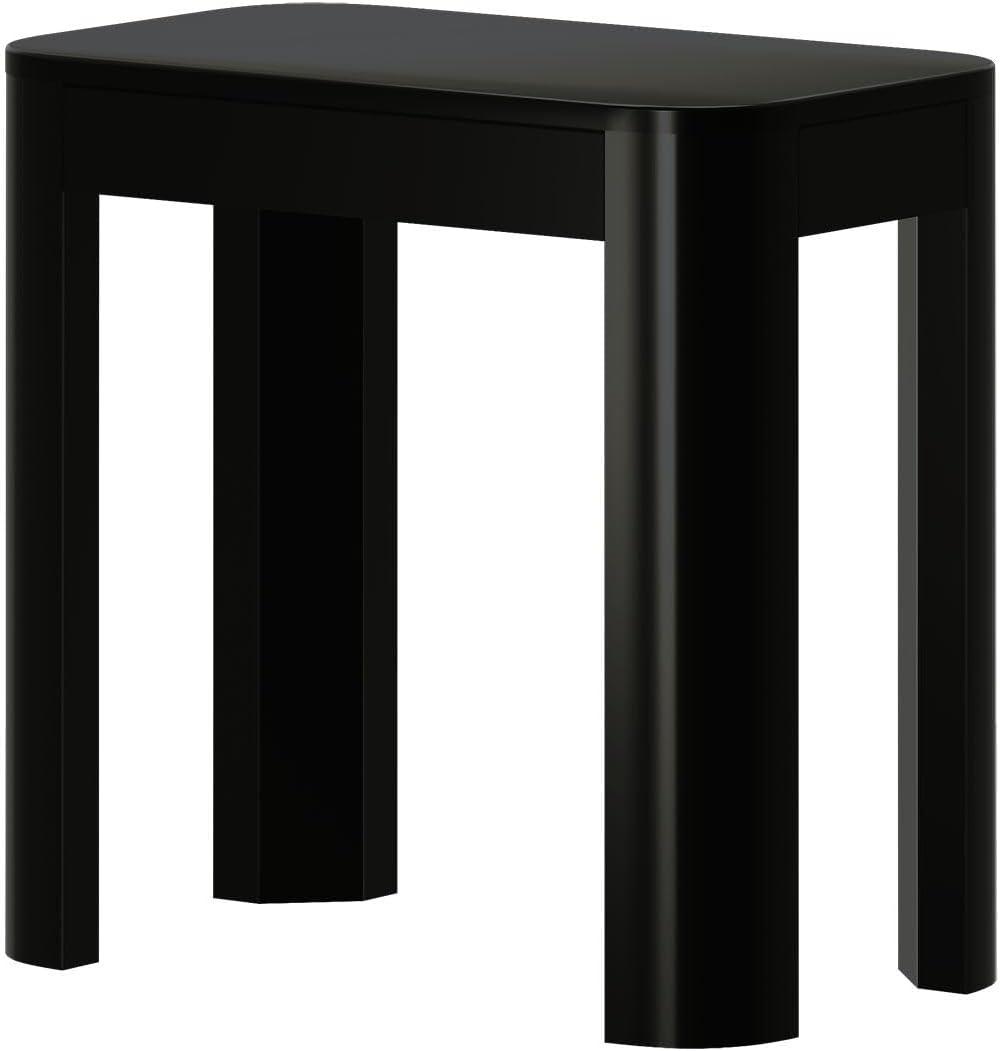 image:imagePlankBeam Modern Rounded Rectangular Side Table with Shelf Solid Wood End Table for Living Room 25in PecanBlack