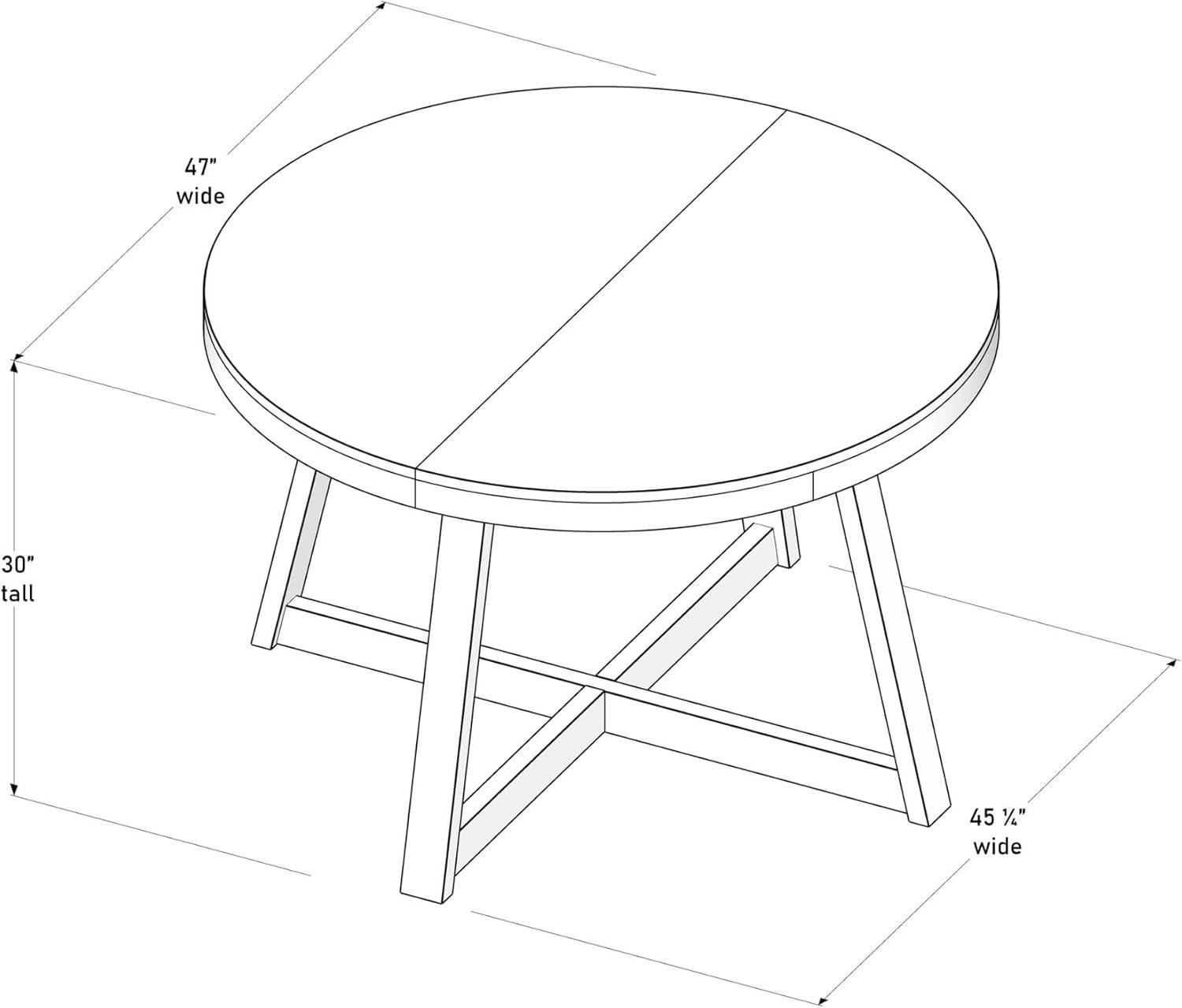 image:imagePlankBeam Round Dining Table 47 Inch Solid Wood Kitchen Table Farmhouse Round Table for 4 Small Dinette Table Black WirebrushSeashell Wirebrush