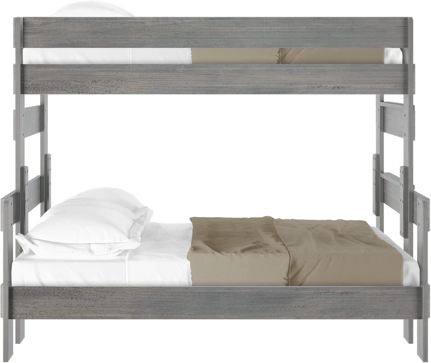 image:imagePlankBeam Rustic Wood Bunk Bed Solid Wood Twin XLOverQueen Bed Frame HeavyDuty Bunk Bed for Adults No Box Spring Needed DriftwoodDriftwood