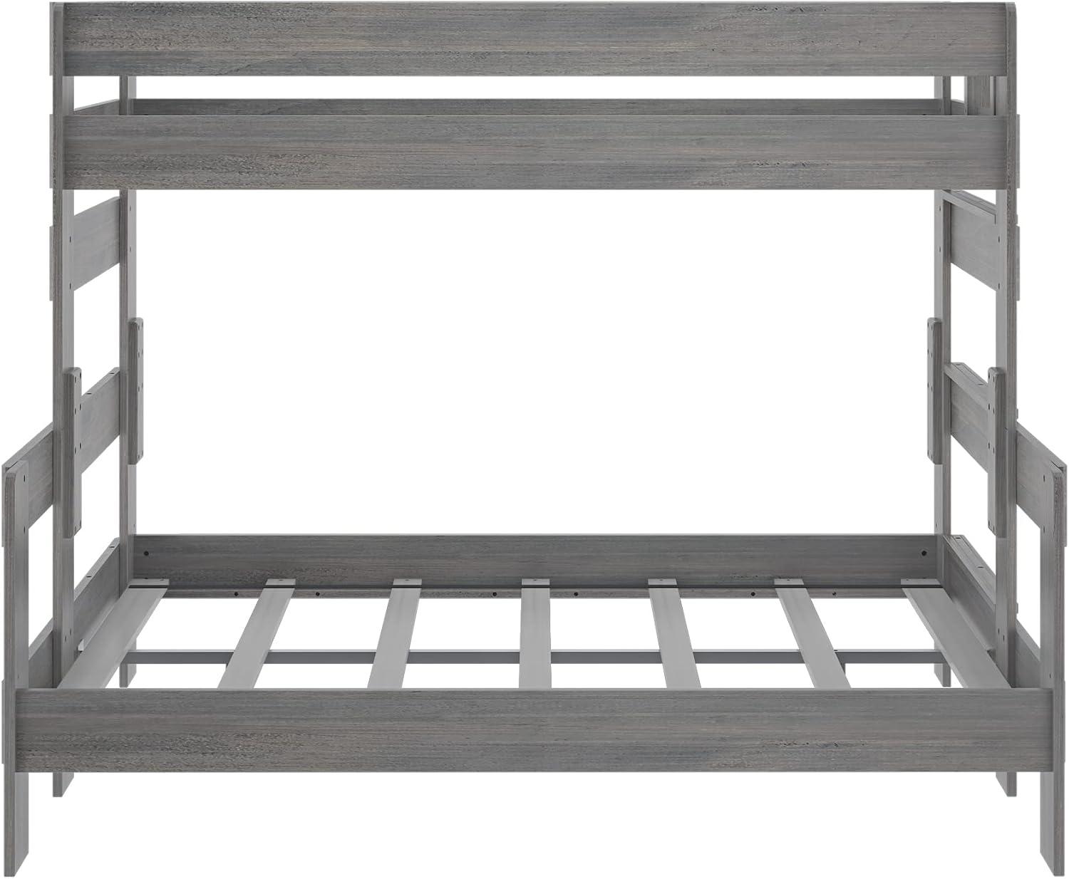 image:imagePlankBeam Rustic Wood Bunk Bed Solid Wood Twin XLOverQueen Bed Frame HeavyDuty Bunk Bed for Adults No Box Spring Needed DriftwoodDriftwood