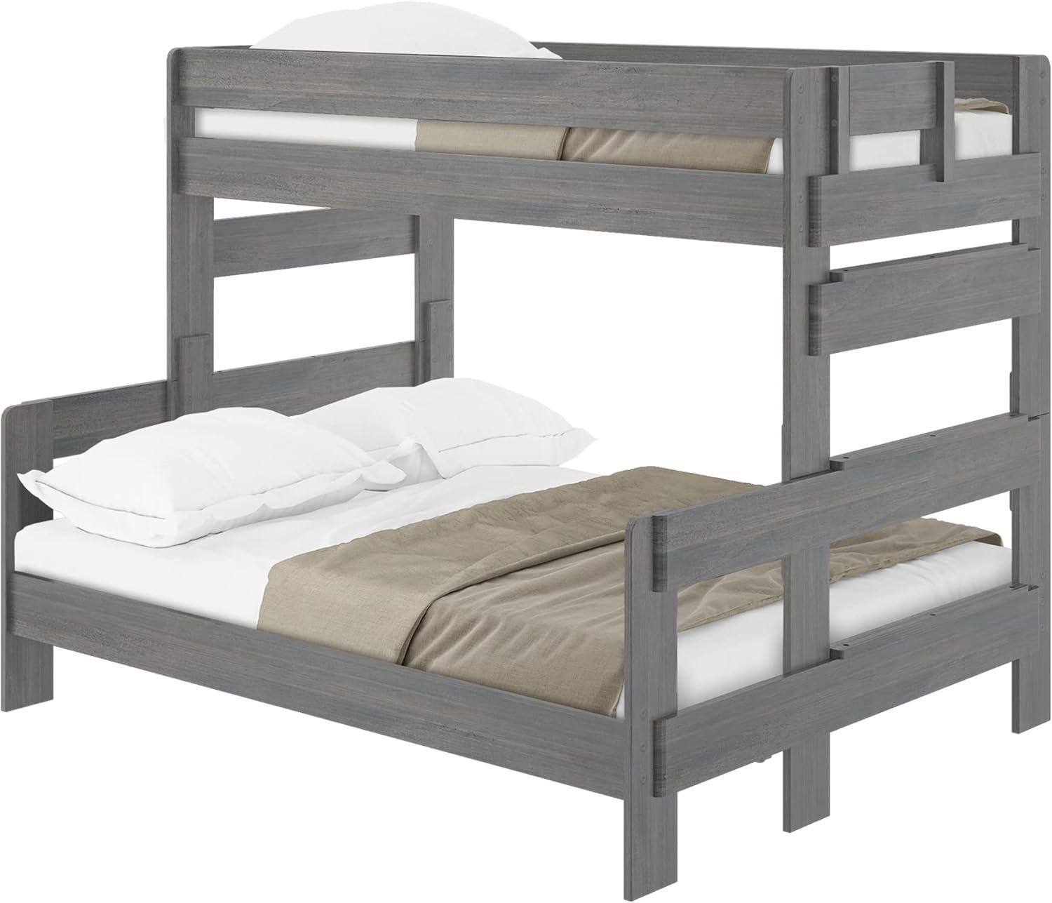 image:imagePlankBeam Rustic Wood Bunk Bed Solid Wood Twin XLOverQueen Bed Frame HeavyDuty Bunk Bed for Adults No Box Spring Needed DriftwoodDriftwood