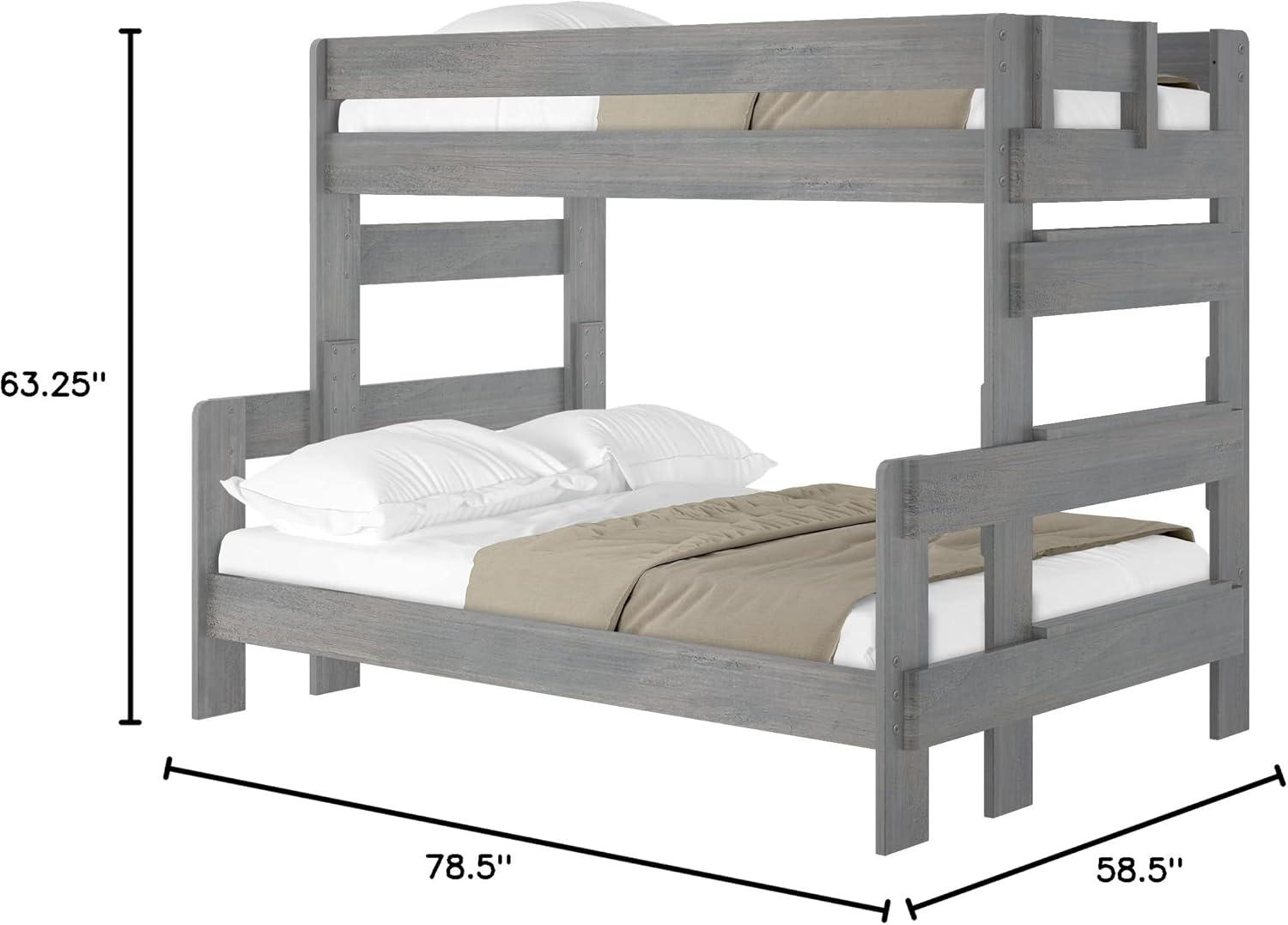 image:imagePlankBeam Rustic Wood Bunk Bed Solid Wood Twin XLOverQueen Bed Frame HeavyDuty Bunk Bed for Adults No Box Spring Needed DriftwoodDriftwood