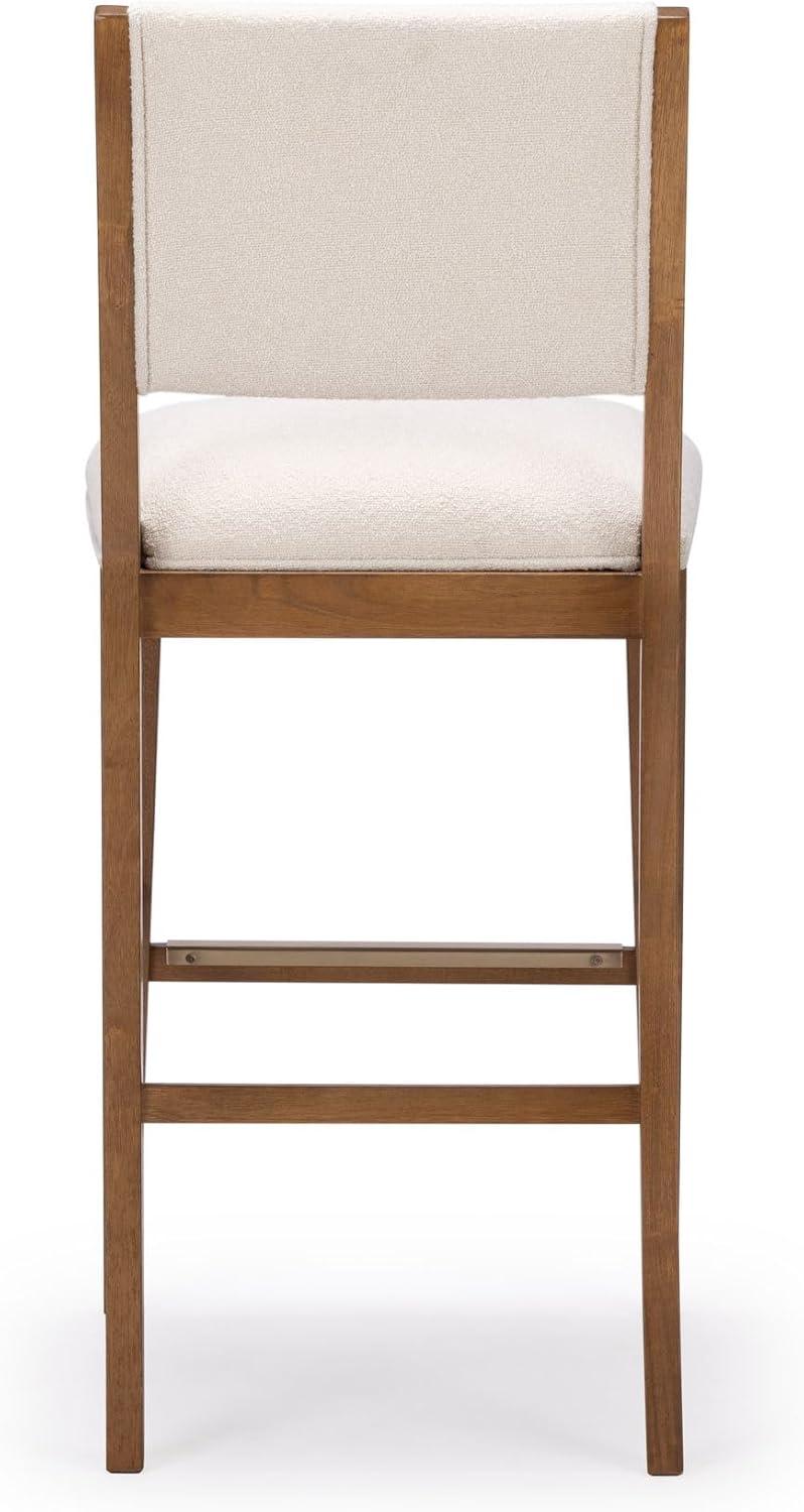 image:imagePlankBeam Sereno Bar Stool 30 Set of 2 Sturdy Wood Modern Kitchen Bar Height Stool Upholstered Cushion Bar Chair with Back PecanIvoryPecanIvory