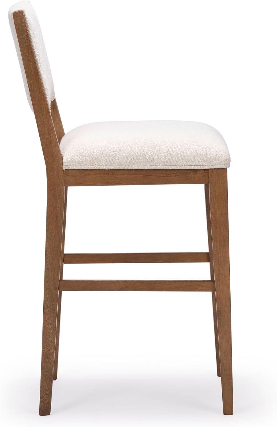 image:imagePlankBeam Sereno Bar Stool 30 Set of 2 Sturdy Wood Modern Kitchen Bar Height Stool Upholstered Cushion Bar Chair with Back PecanIvoryPecanIvory
