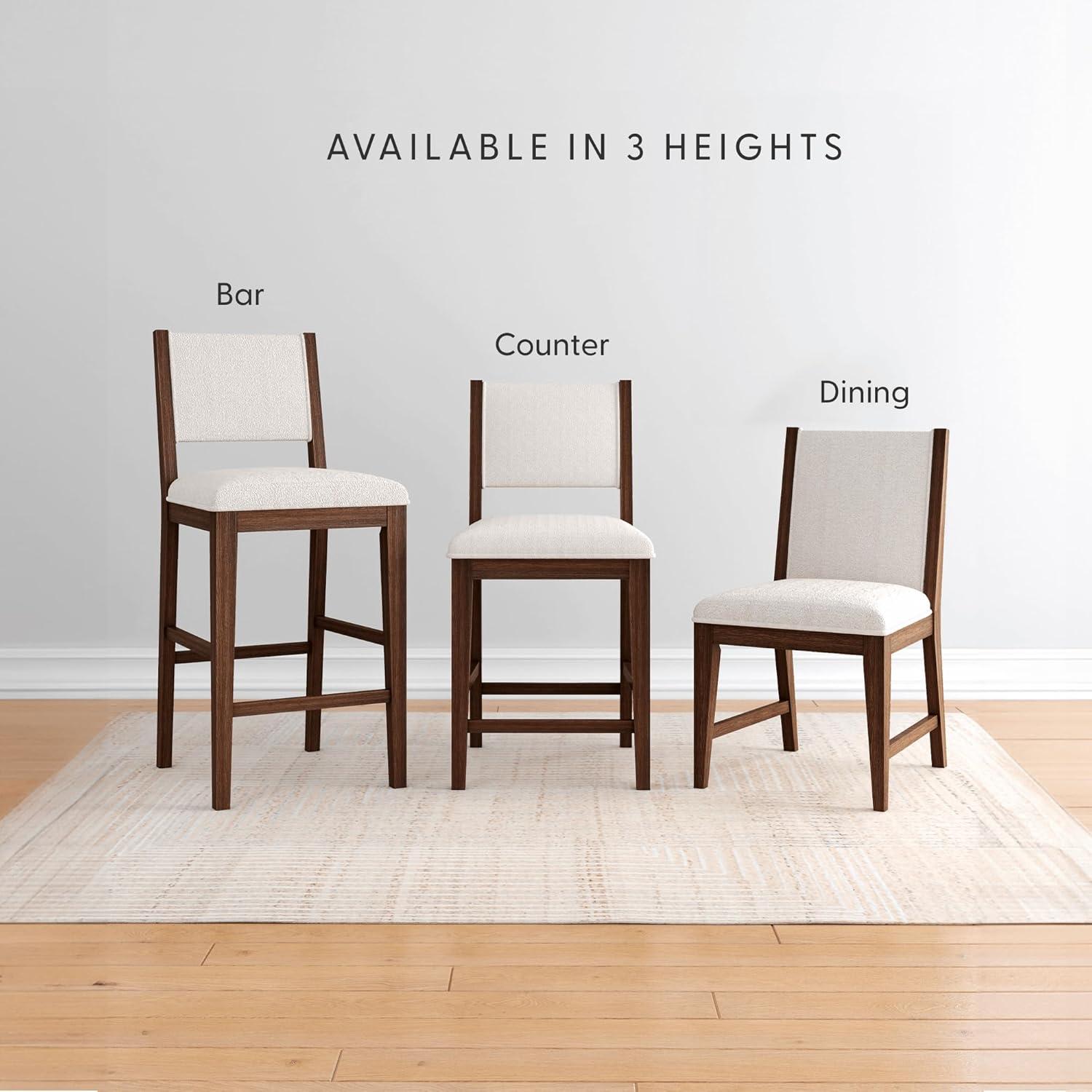 image:imagePlankBeam Sereno Bar Stool 30 Set of 2 Sturdy Wood Modern Kitchen Bar Height Stool Upholstered Cushion Bar Chair with Back PecanIvoryWalnutIvory