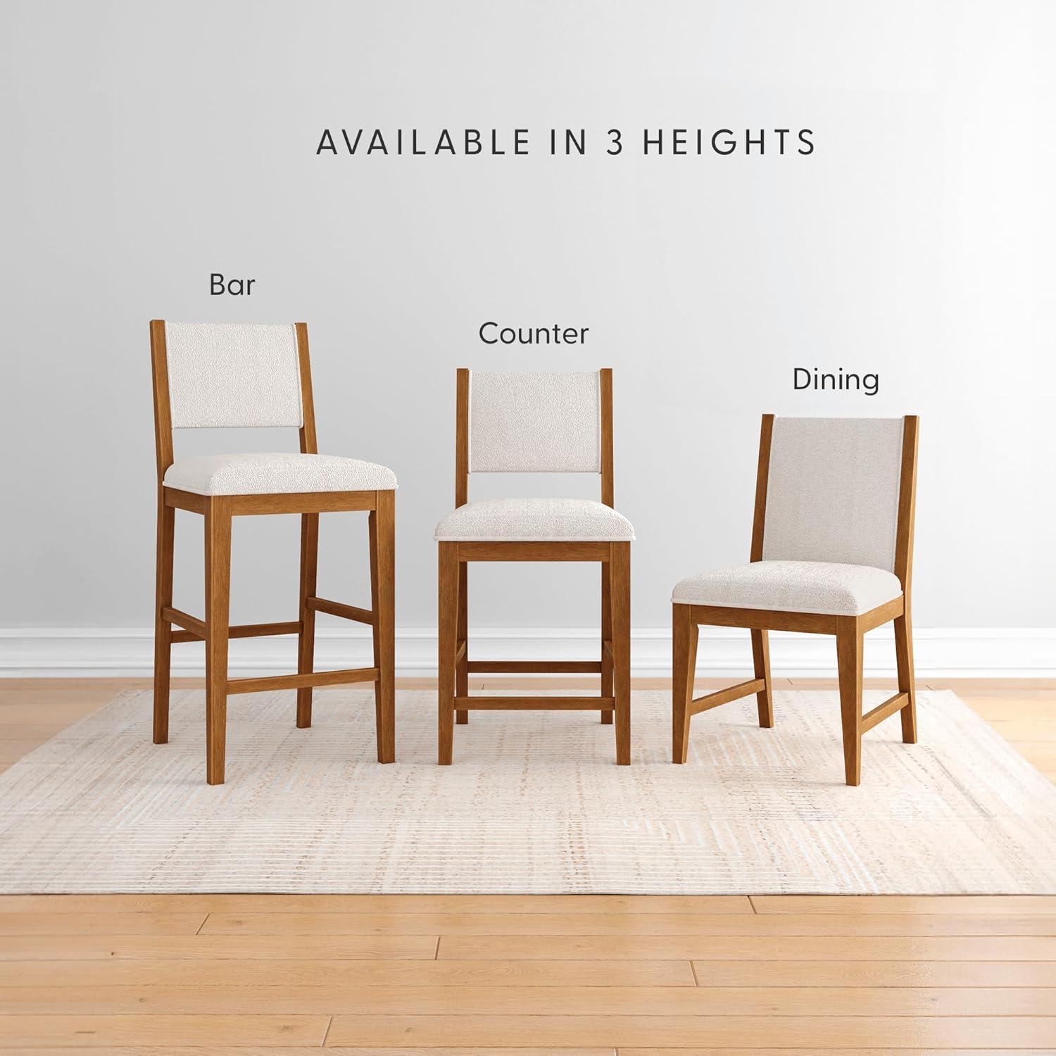 image:imagePlankBeam Sereno Counter Stool 24 Set of 2 Sturdy Wood Modern Kitchen Counter Height Stool Upholstered Cushion Counter Chair with Back PecanIvoryPecan