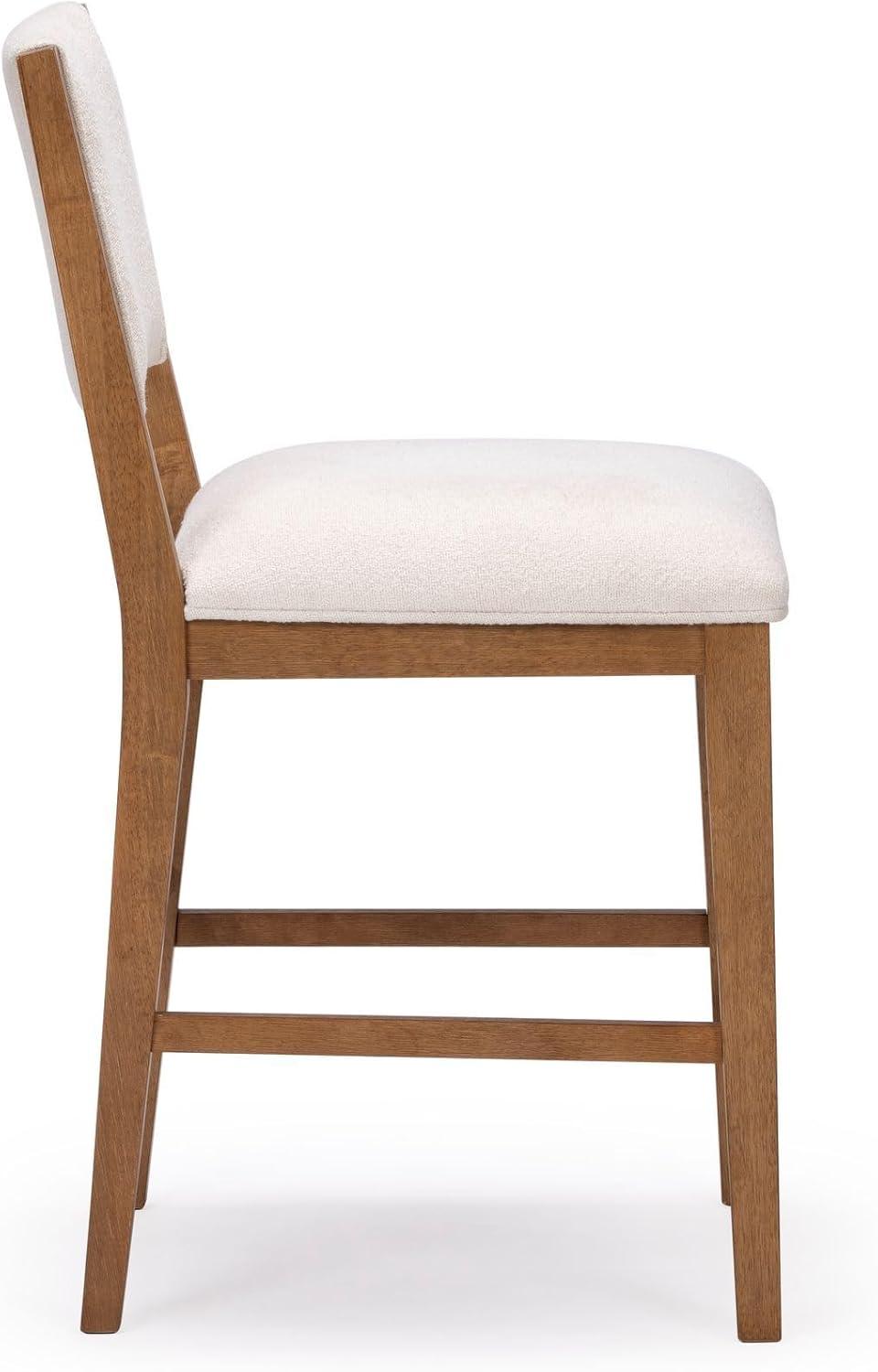 image:imagePlankBeam Sereno Counter Stool 24 Set of 2 Sturdy Wood Modern Kitchen Counter Height Stool Upholstered Cushion Counter Chair with Back PecanIvoryPecan