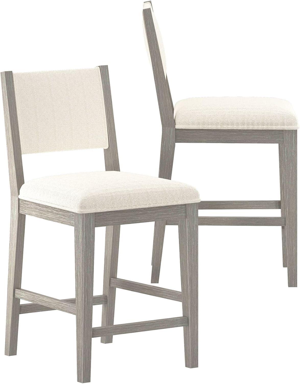image:imagePlankBeam Sereno Counter Stool 24 Set of 2 Sturdy Wood Modern Kitchen Counter Height Stool Upholstered Cushion Counter Chair with Back WalnutIvoryWhite