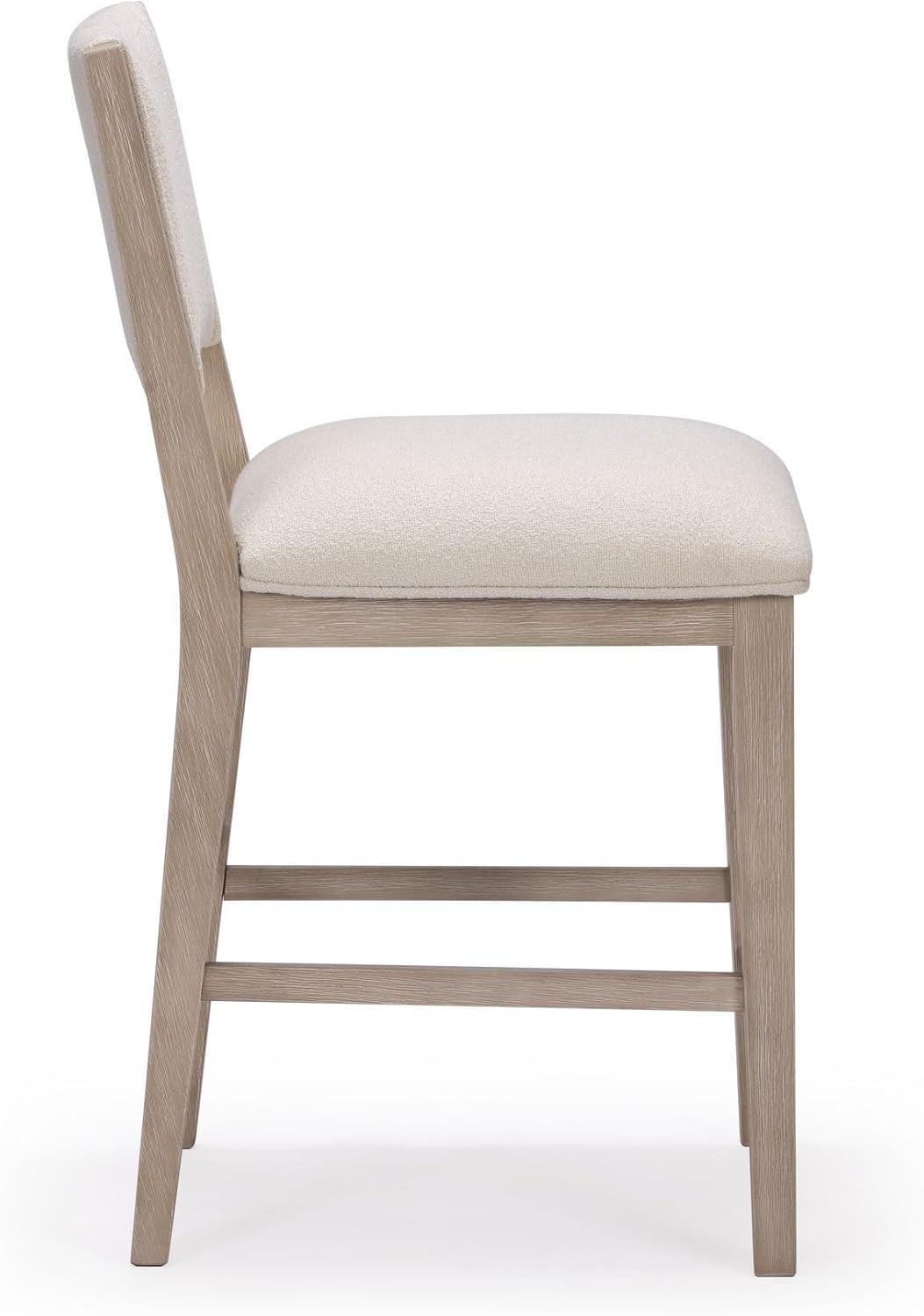 image:imagePlankBeam Sereno Counter Stool 24 Set of 2 Sturdy Wood Modern Kitchen Counter Height Stool Upholstered Cushion Counter Chair with Back WalnutIvoryWhite