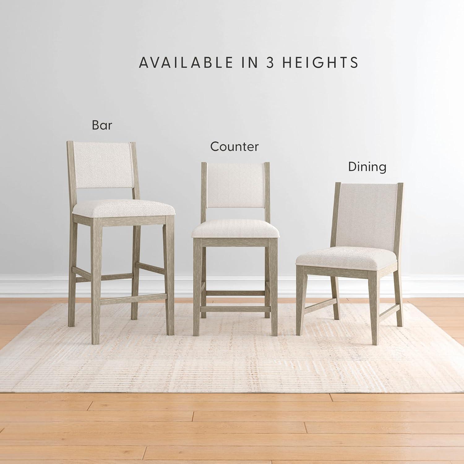 image:imagePlankBeam Sereno Counter Stool 24 Set of 2 Sturdy Wood Modern Kitchen Counter Height Stool Upholstered Cushion Counter Chair with Back WalnutIvoryWhite