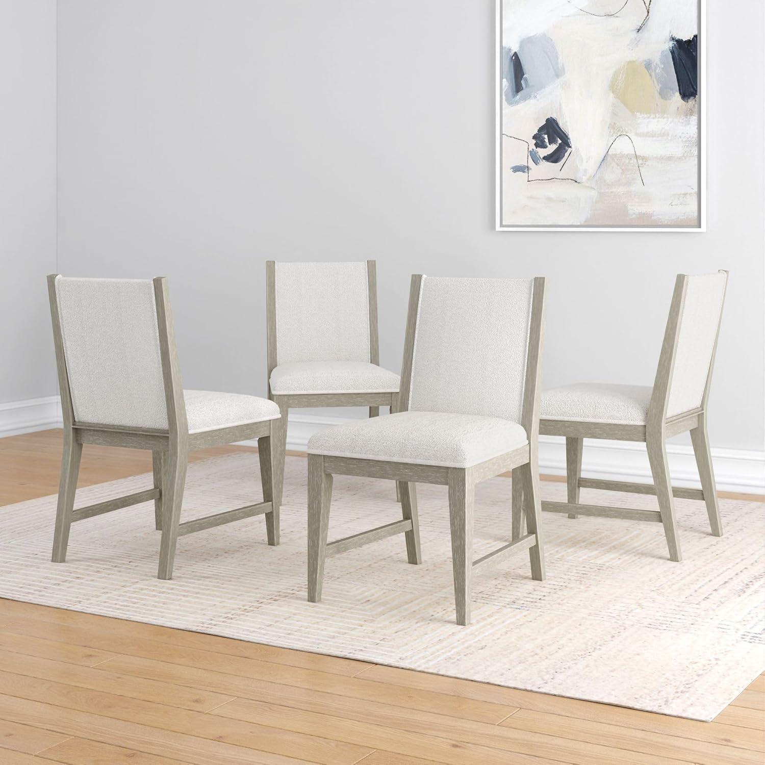 image:imagePlankBeam Sereno Dining Chair Set of 4 Wood Chair for Kitchen Table Contemporary Upholstered Cushion PecanIvoryAntique WhiteIvory