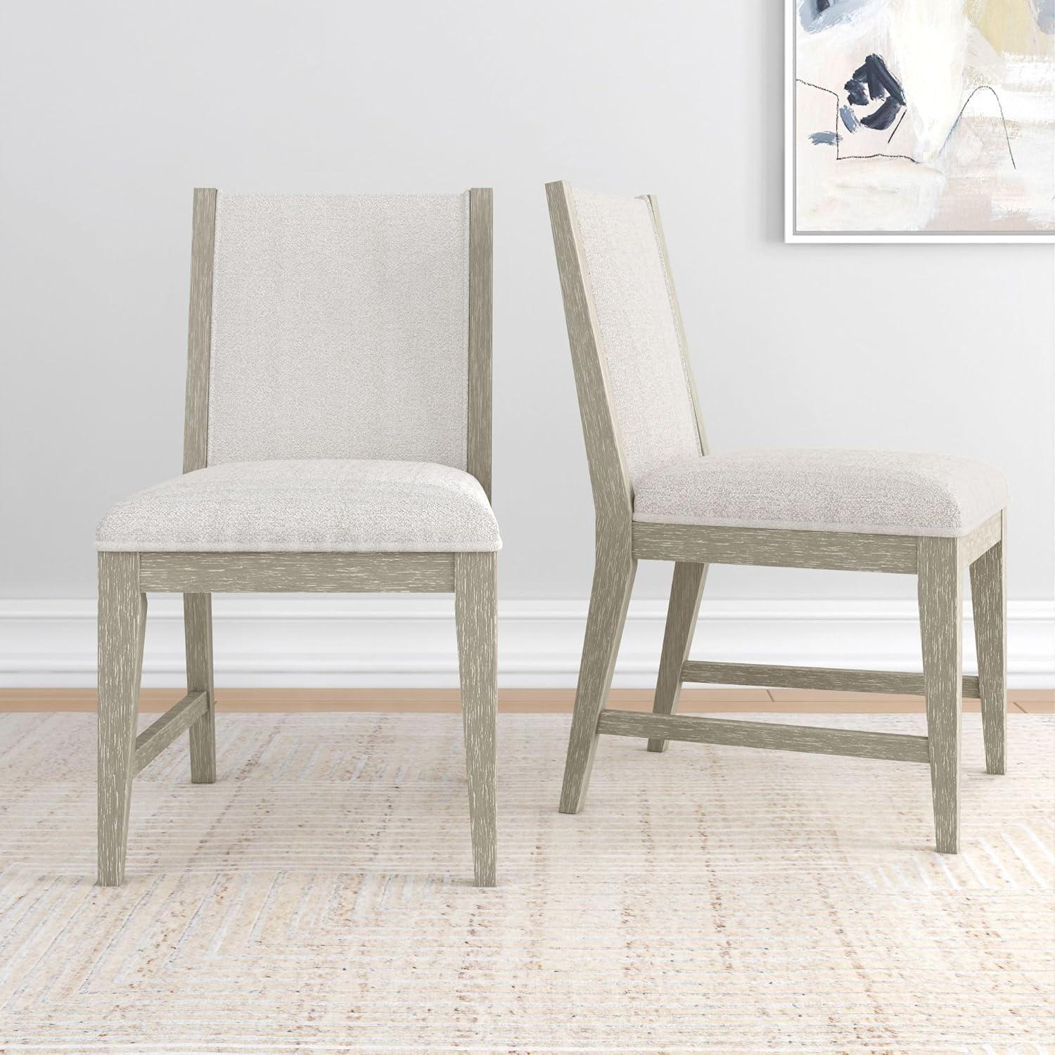 image:imagePlankBeam Sereno Dining Chair Set of 4 Wood Chair for Kitchen Table Contemporary Upholstered Cushion PecanIvoryAntique WhiteIvory