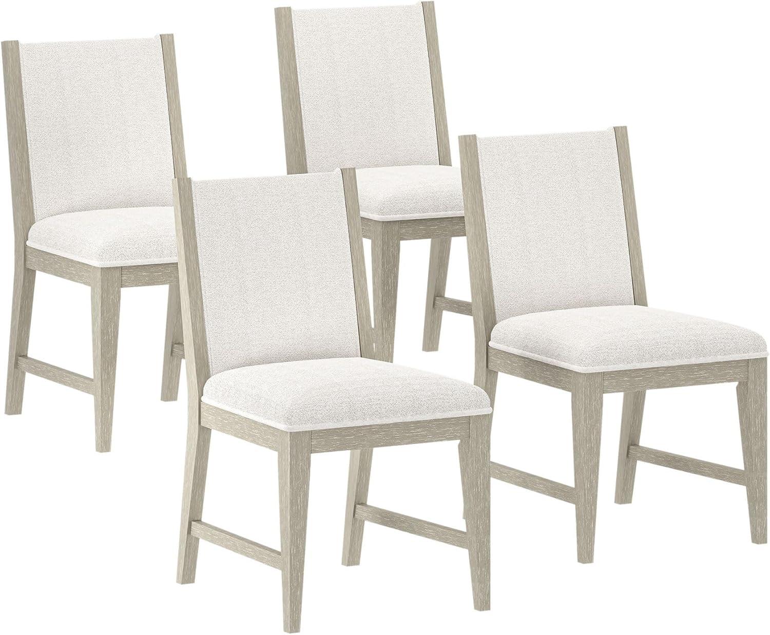 image:imagePlankBeam Sereno Dining Chair Set of 4 Wood Chair for Kitchen Table Contemporary Upholstered Cushion PecanIvoryAntique WhiteIvory
