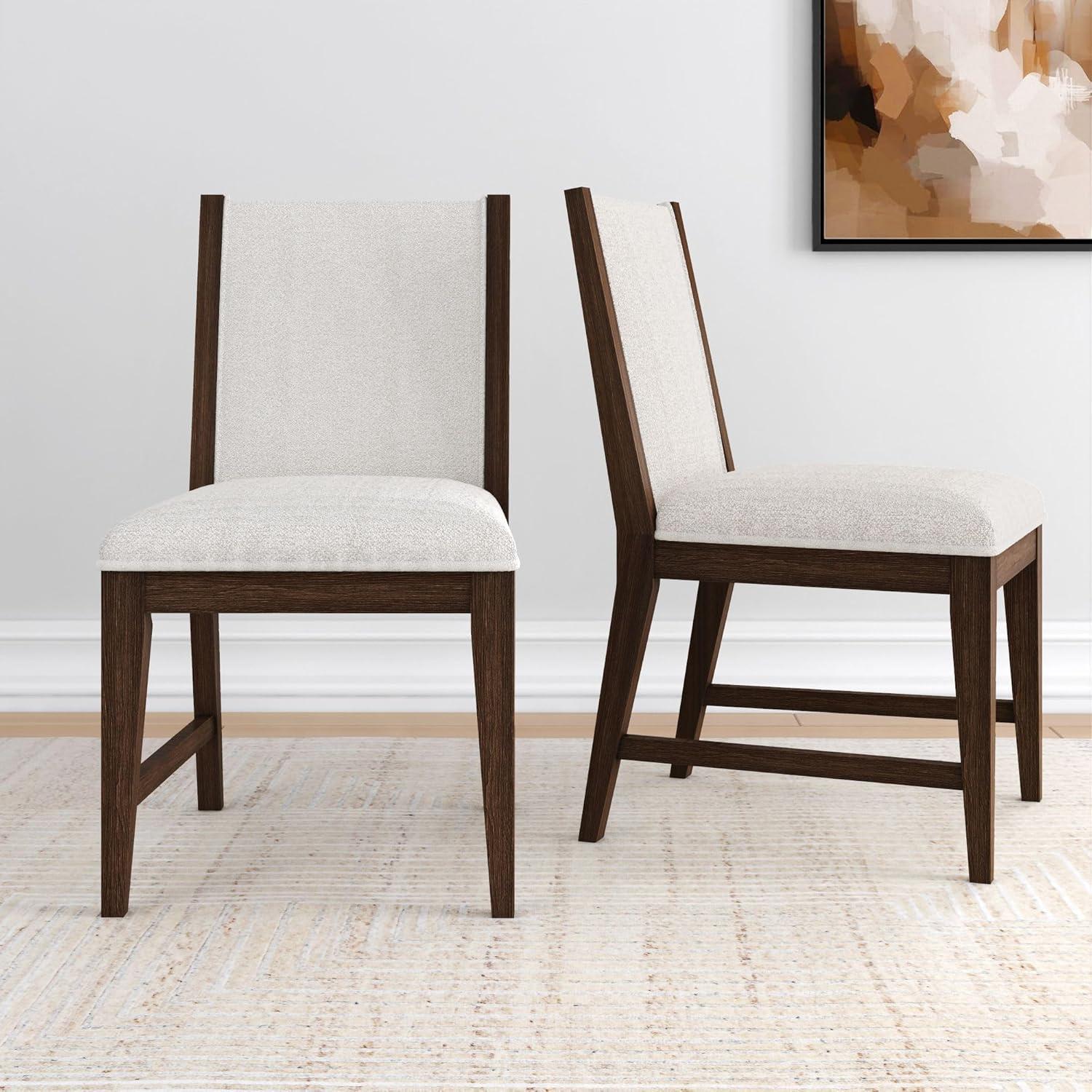 image:imagePlankBeam Sereno Dining Chair Set of 4 Wood Chair for Kitchen Table Contemporary Upholstered Cushion PecanIvoryWalnutIvory
