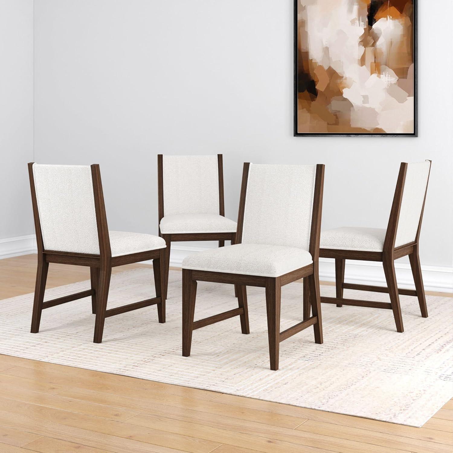 image:imagePlankBeam Sereno Dining Chair Set of 4 Wood Chair for Kitchen Table Contemporary Upholstered Cushion PecanIvoryWalnutIvory