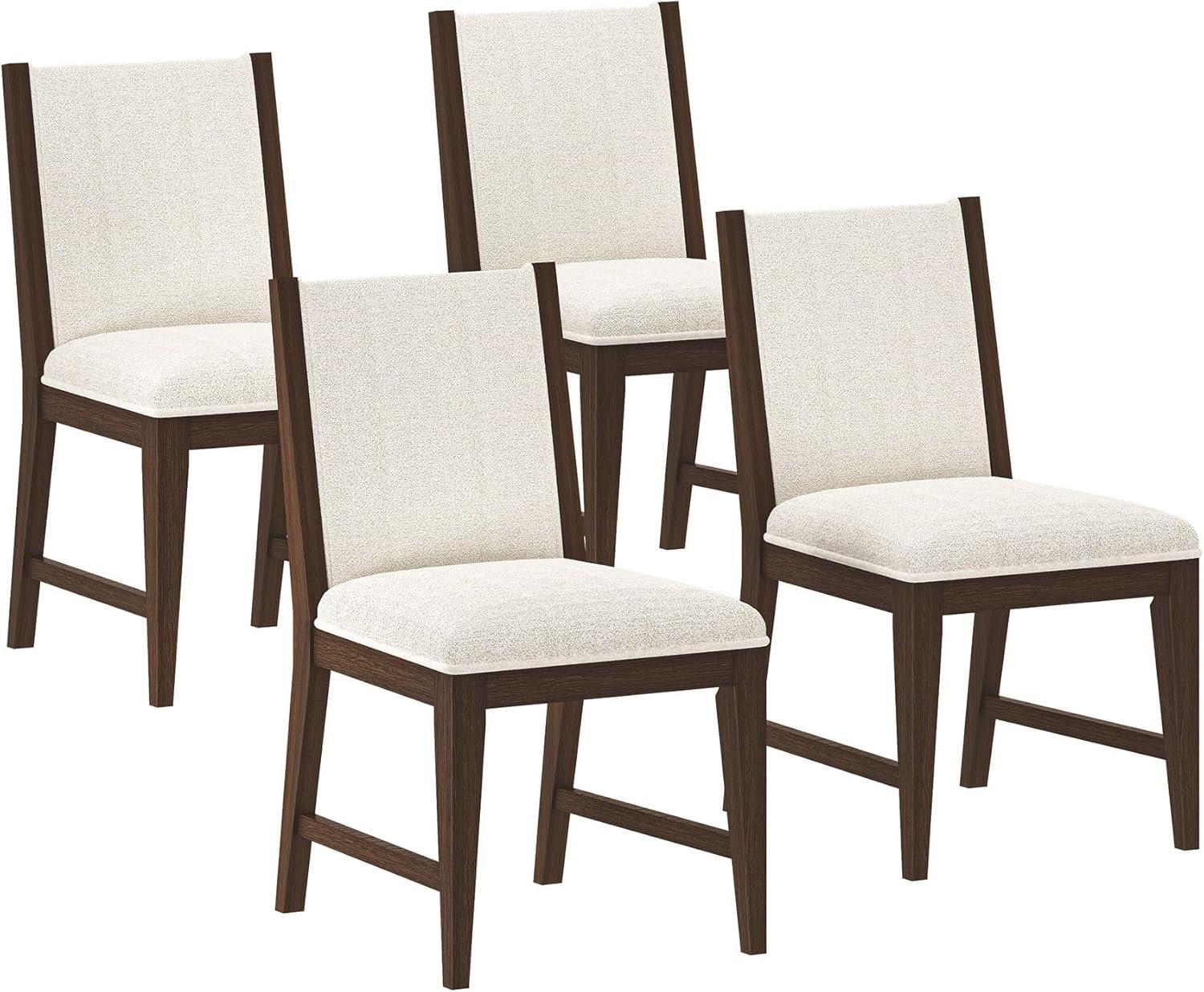 image:imagePlankBeam Sereno Dining Chair Set of 4 Wood Chair for Kitchen Table Contemporary Upholstered Cushion PecanIvoryWalnutIvory