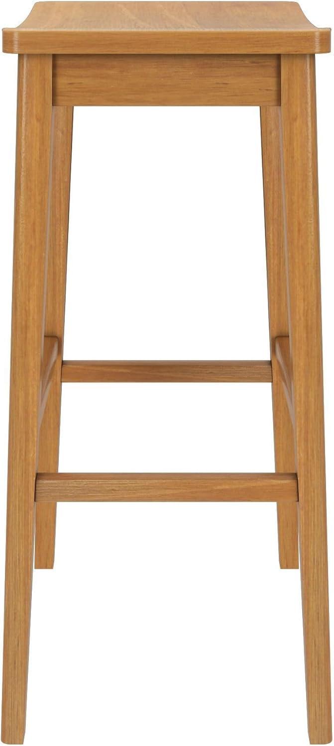 image:imagePlankBeam Smythe Bar Stool 30 Set of 4 Sturdy Wood Modern Kitchen Bar Height Stool Saddle Seat Backless Bar Chair Metal Footrest BlondePecan
