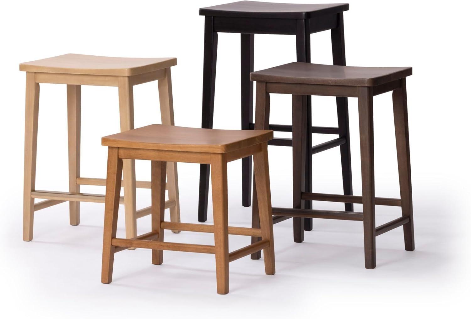 image:imagePlankBeam Smythe Bar Stool 30 Set of 4 Sturdy Wood Modern Kitchen Bar Height Stool Saddle Seat Backless Bar Chair Metal Footrest BlondePecan