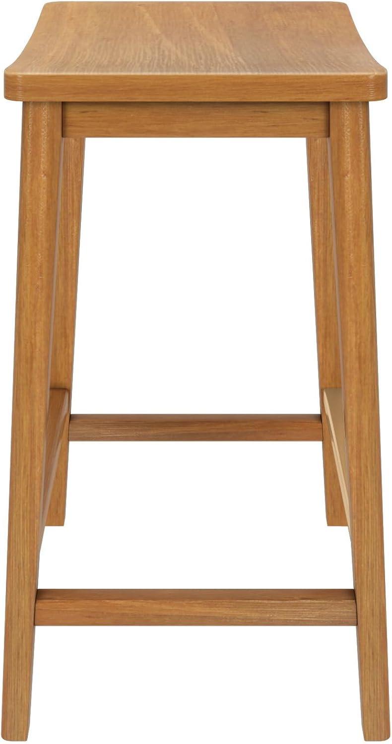 image:imagePlankBeam Smythe Bar Stool 30 Set of 4 Sturdy Wood Modern Kitchen Bar Height Stool Saddle Seat Backless Bar Chair Metal Footrest BlondePecan