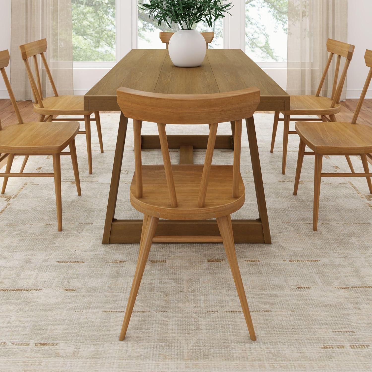 image:imagePlankBeam Solid Wood Classic Farmhouse Chair Windsor Dining Chair Pack of 2 BlondePecan