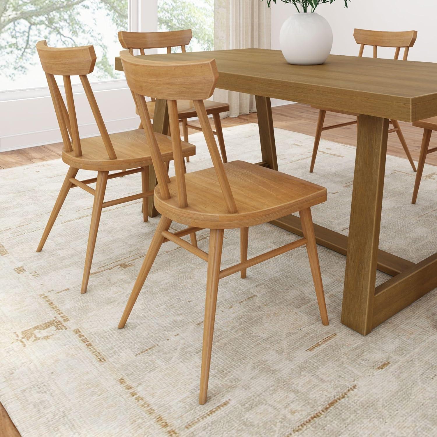 image:imagePlankBeam Solid Wood Classic Farmhouse Chair Windsor Dining Chair Pack of 2 BlondePecan