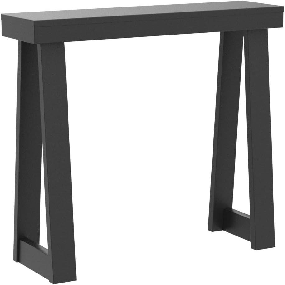image:imagePlankBeam Solid Wood Console Table 36 Inch Sofa Table Narrow Entryway Table for Hallway Behind The Couch Living Room Foyer Easy Assembly PecanBlack