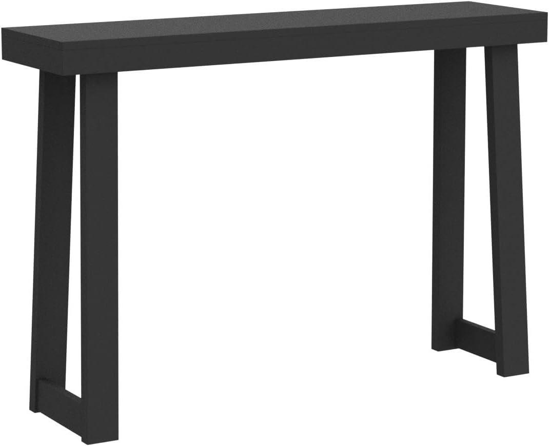 image:imagePlankBeam Solid Wood Console Table 36 Inch Sofa Table Narrow Entryway Table for Hallway Behind The Couch Living Room Foyer Easy Assembly PecanBlack