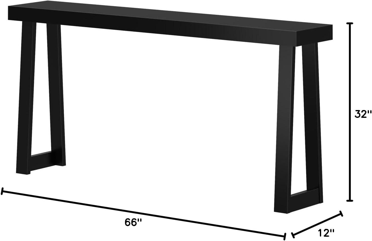 image:imagePlankBeam Solid Wood Console Table 36 Inch Sofa Table Narrow Entryway Table for Hallway Behind The Couch Living Room Foyer Easy Assembly PecanBlack
