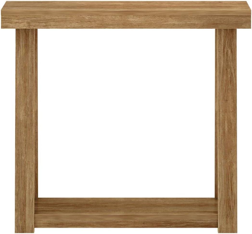 image:imagePlankBeam Solid Wood Console Table with Storage 46 Inch Sofa Table with Shelf Narrow Entryway Table for Hallway Behind The Couch Living Room Foyer Easy Assembly BlackPecan