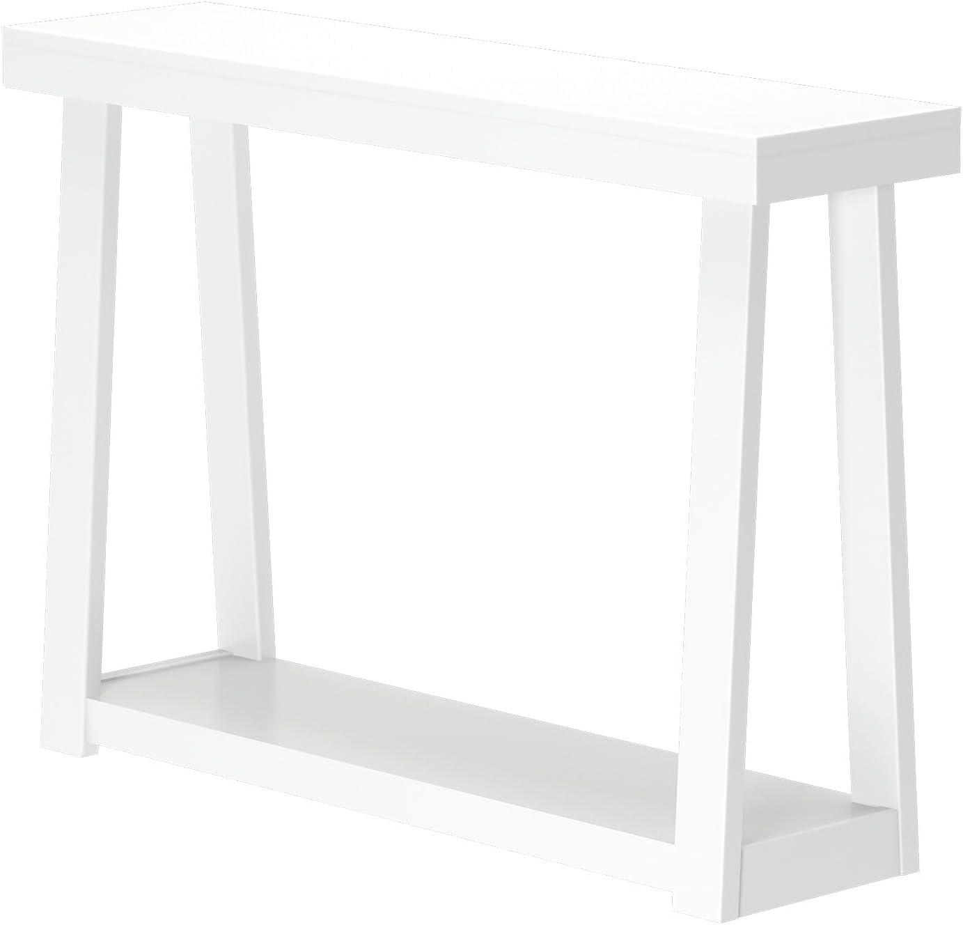 image:imagePlankBeam Solid Wood Console Table with Storage 46 Inch Sofa Table with Shelf Narrow Entryway Table for Hallway Behind The Couch Living Room Foyer Easy Assembly BlackWhite