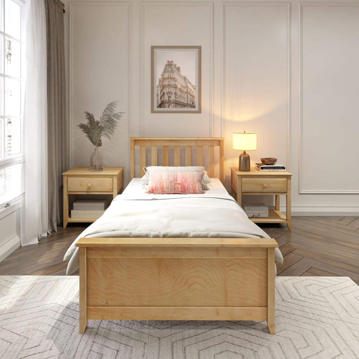 image:imagePlankBeam Solid Wood Full Bed Frame Platform Bed with Headboard WalnutNatural