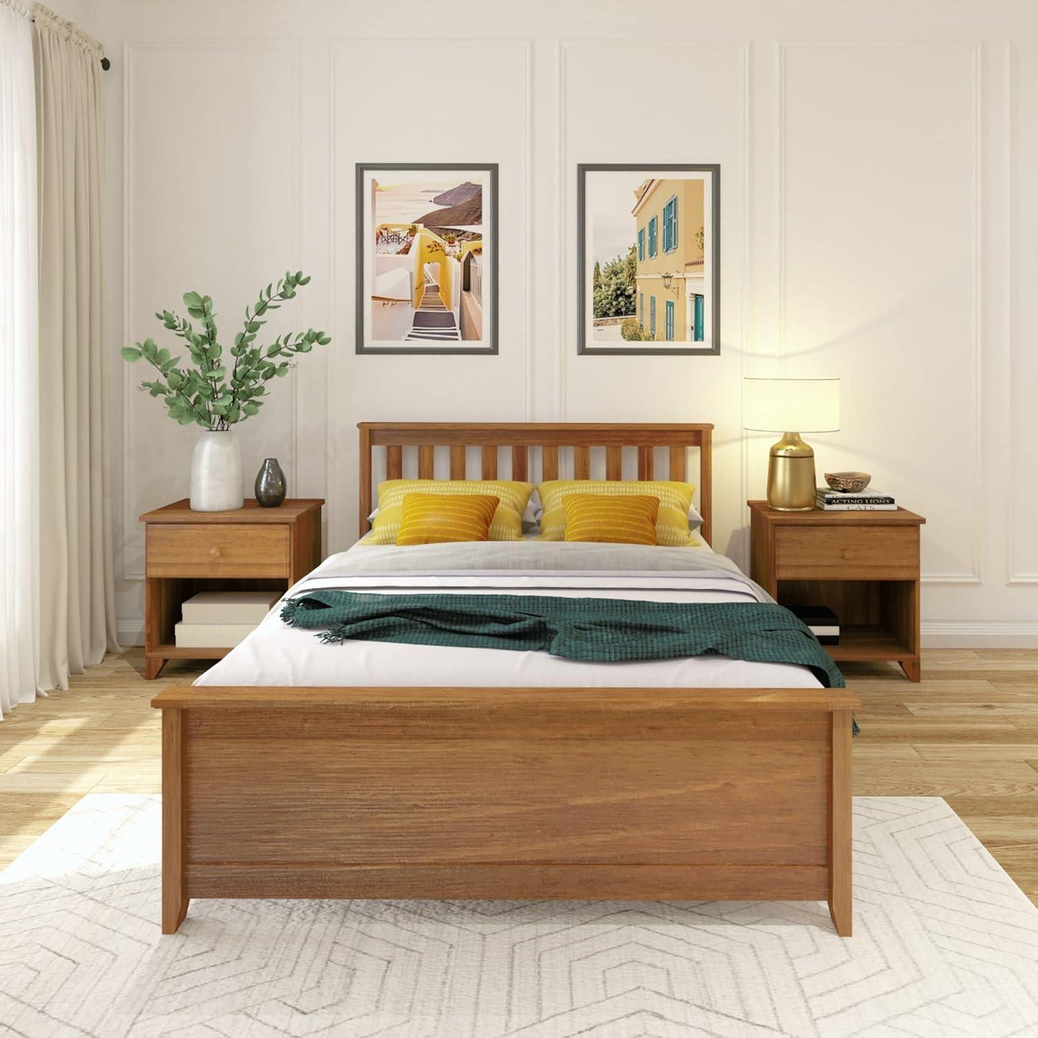 image:imagePlankBeam Solid Wood Full Bed Frame Platform Bed with Headboard WalnutPecan