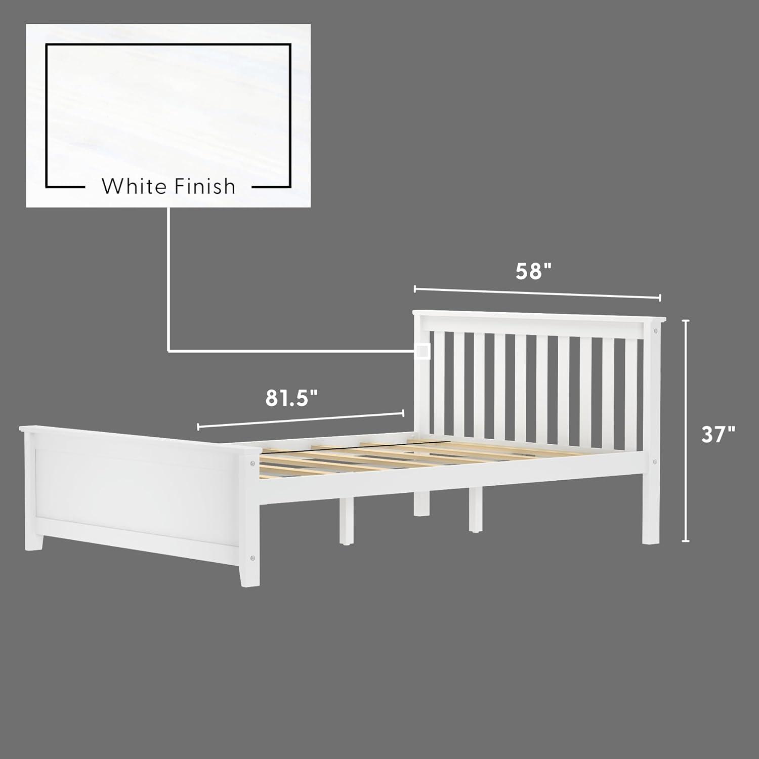 image:imagePlankBeam Solid Wood Full Bed Frame Platform Bed with Headboard WalnutWhite