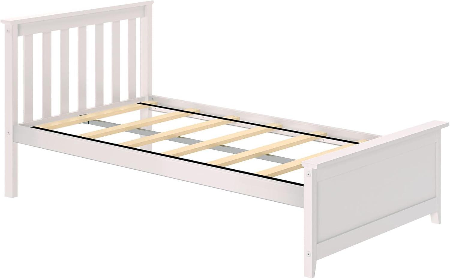 image:imagePlankBeam Solid Wood Full Bed Frame Platform Bed with Headboard WalnutWhite