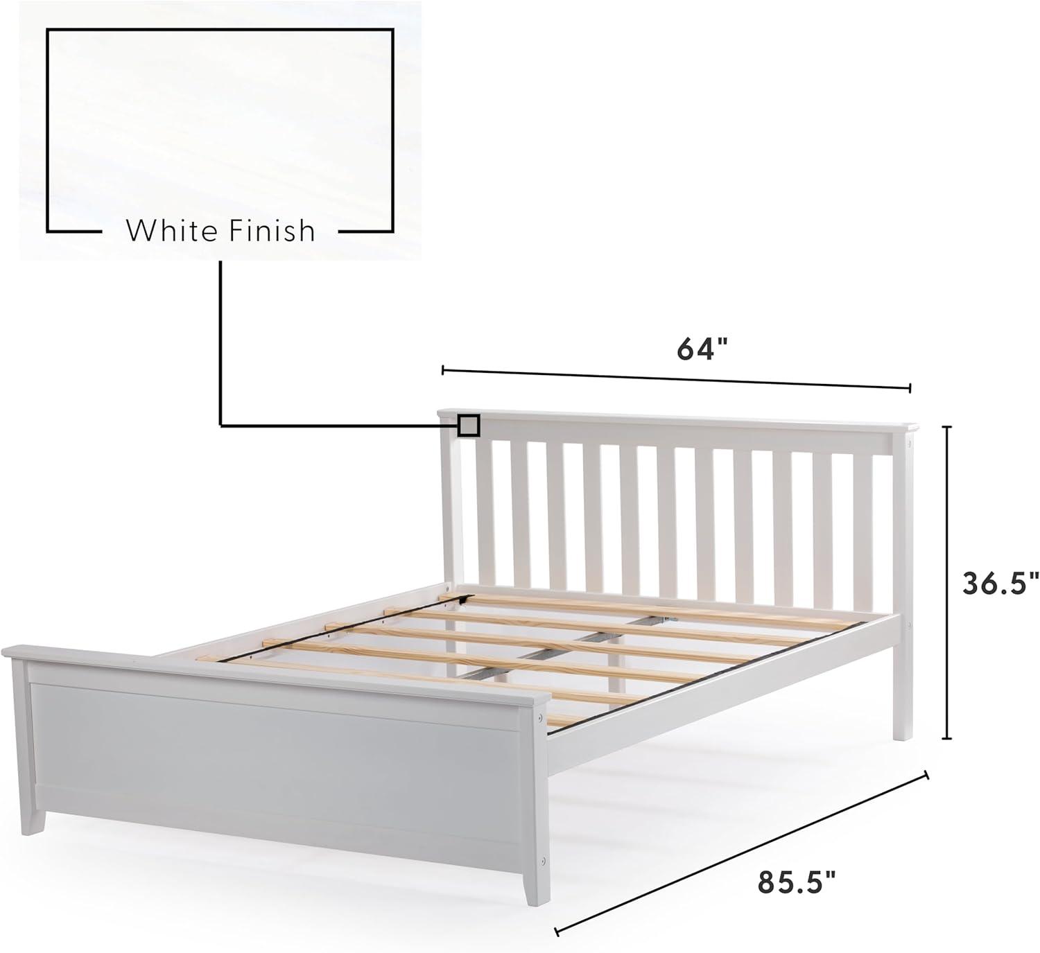 image:imagePlankBeam Solid Wood Full Bed Frame Platform Bed with Headboard WalnutWhite