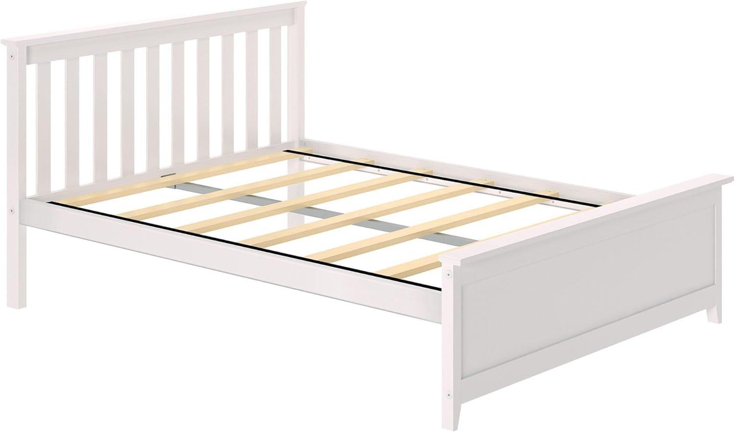 image:imagePlankBeam Solid Wood Full Bed Frame Platform Bed with Headboard WalnutWhite