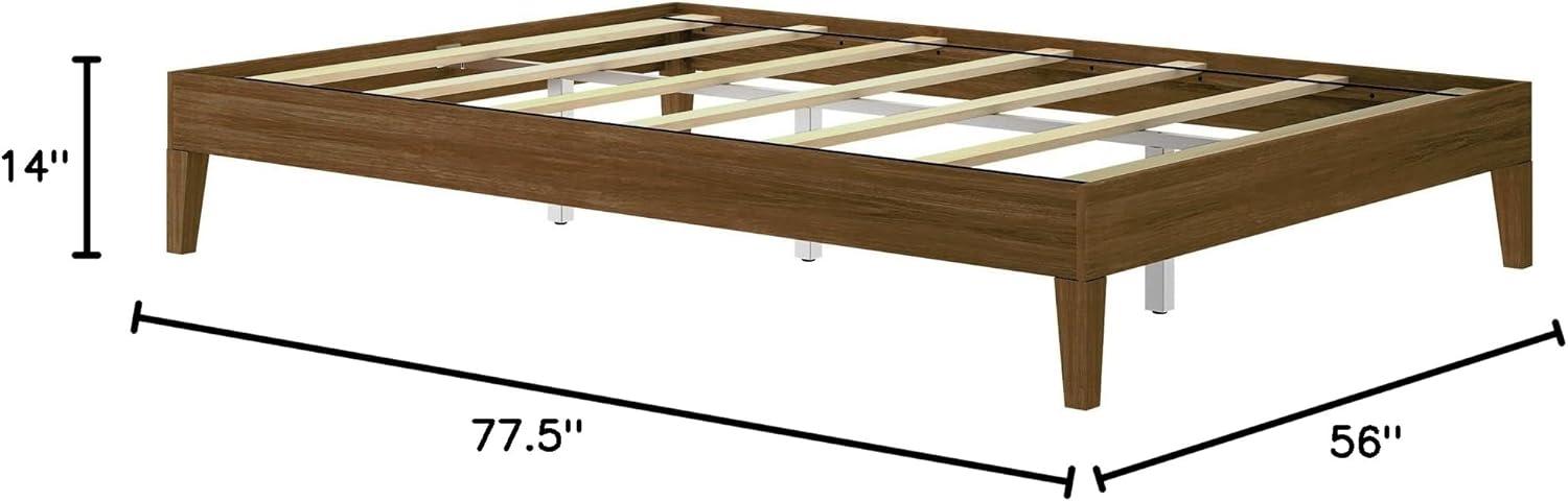 image:imagePlankBeam Solid Wood Platform Bed Frame Strong Wood Slat Support No Box Spring Needed Easy Assembly Driftwood FullMatte Walnut