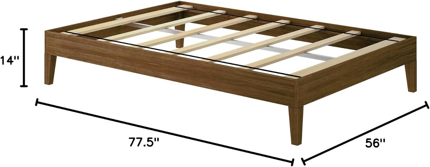 image:imagePlankBeam Solid Wood Platform Bed Frame Strong Wood Slat Support No Box Spring Needed Easy Assembly Driftwood FullMatte Walnut