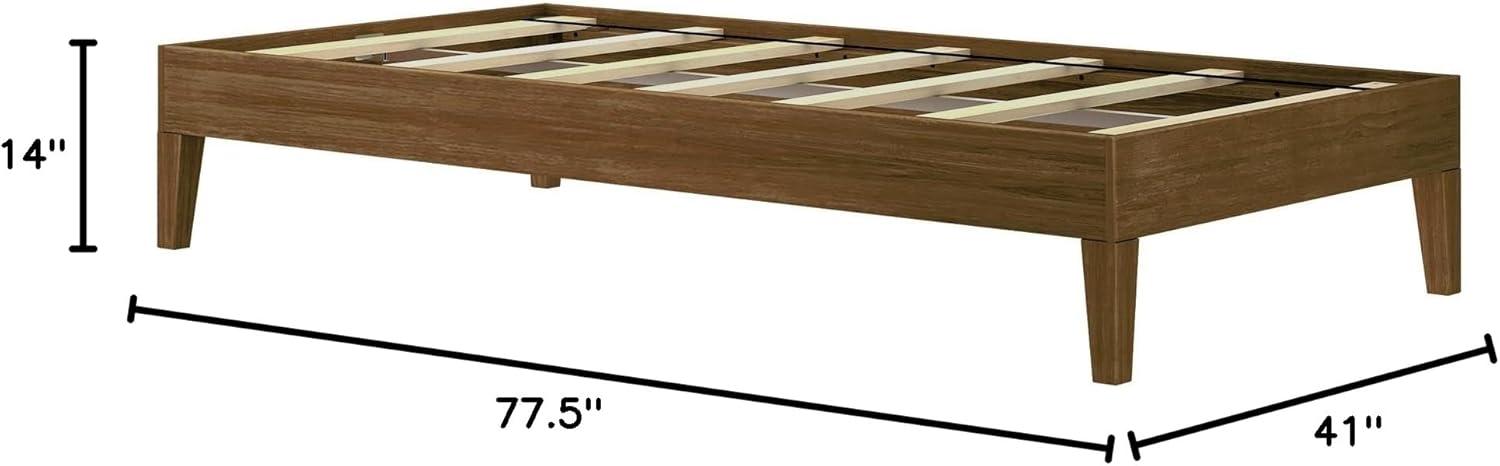 image:imagePlankBeam Solid Wood Platform Bed Frame Strong Wood Slat Support No Box Spring Needed Easy Assembly Driftwood FullMatte Walnut