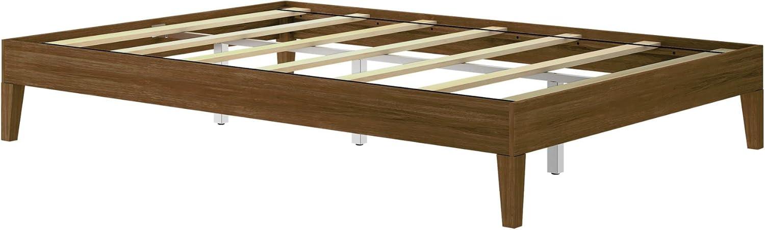 image:imagePlankBeam Solid Wood Platform Bed Frame Strong Wood Slat Support No Box Spring Needed Easy Assembly Driftwood FullMatte Walnut