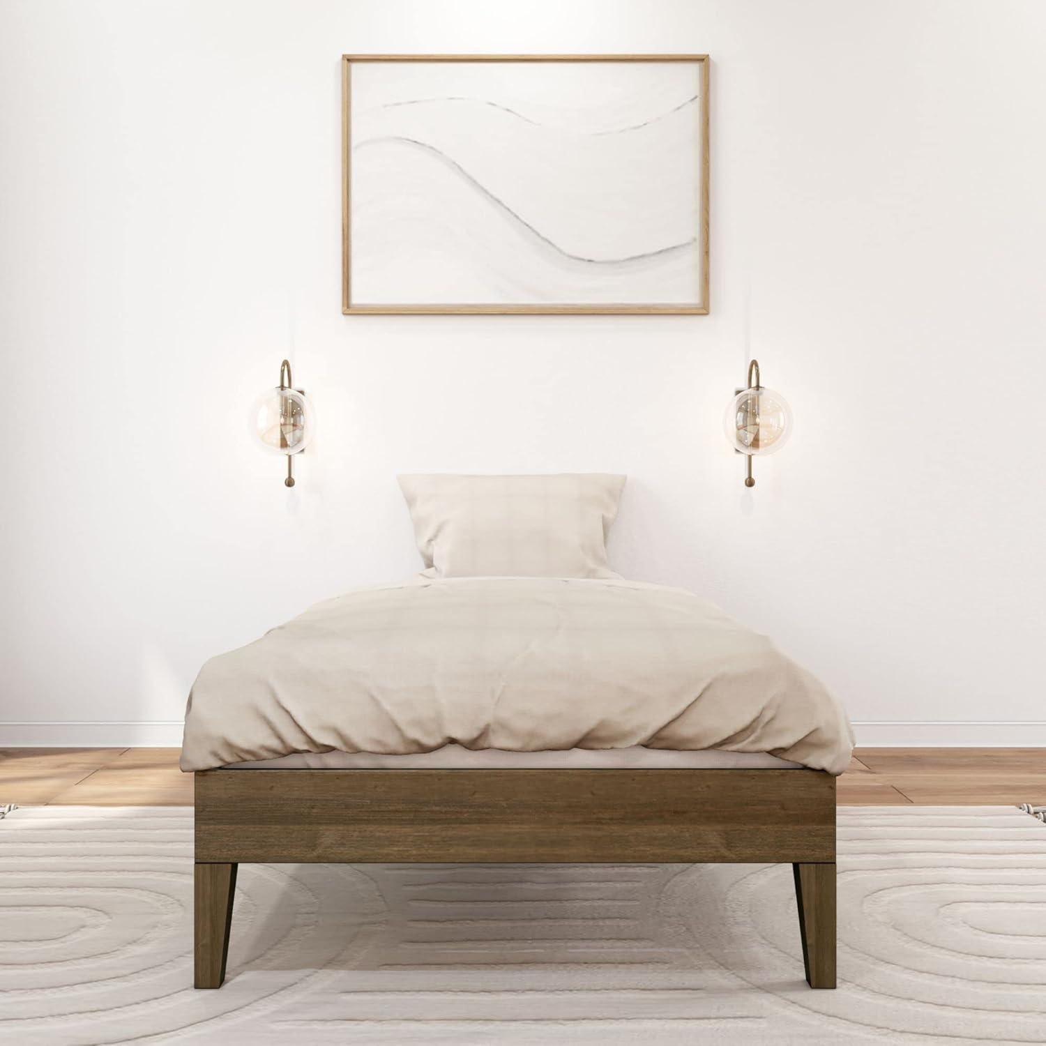 image:imagePlankBeam Solid Wood Platform Bed Frame Strong Wood Slat Support No Box Spring Needed Easy Assembly Driftwood FullMatte Walnut