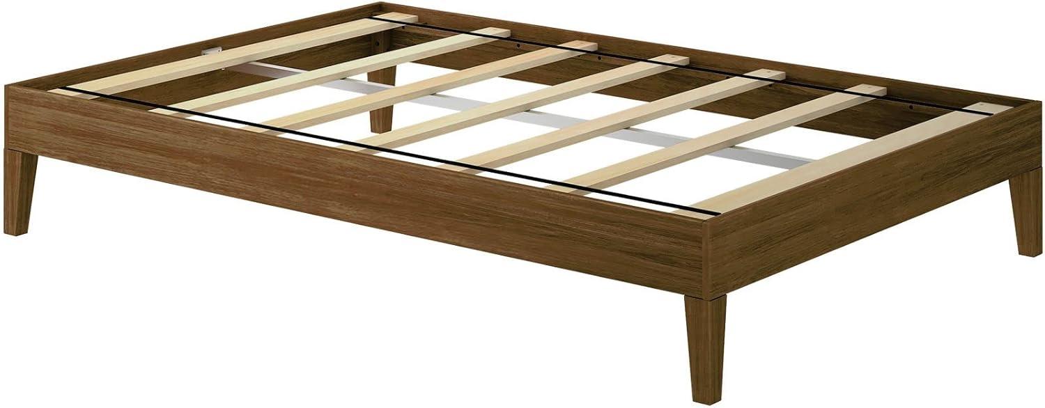 image:imagePlankBeam Solid Wood Platform Bed Frame Strong Wood Slat Support No Box Spring Needed Easy Assembly Driftwood FullMatte Walnut