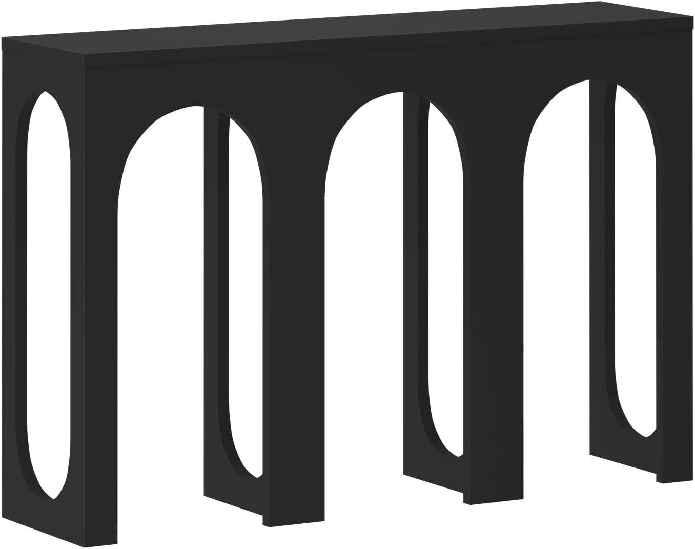 image:imagePlankBeam Verso Console Table 46 Inch Solid Wood Modern Sofa Table Narrow Entryway Table for Hallway Behind The Couch Living Room Foyer BlackBlack