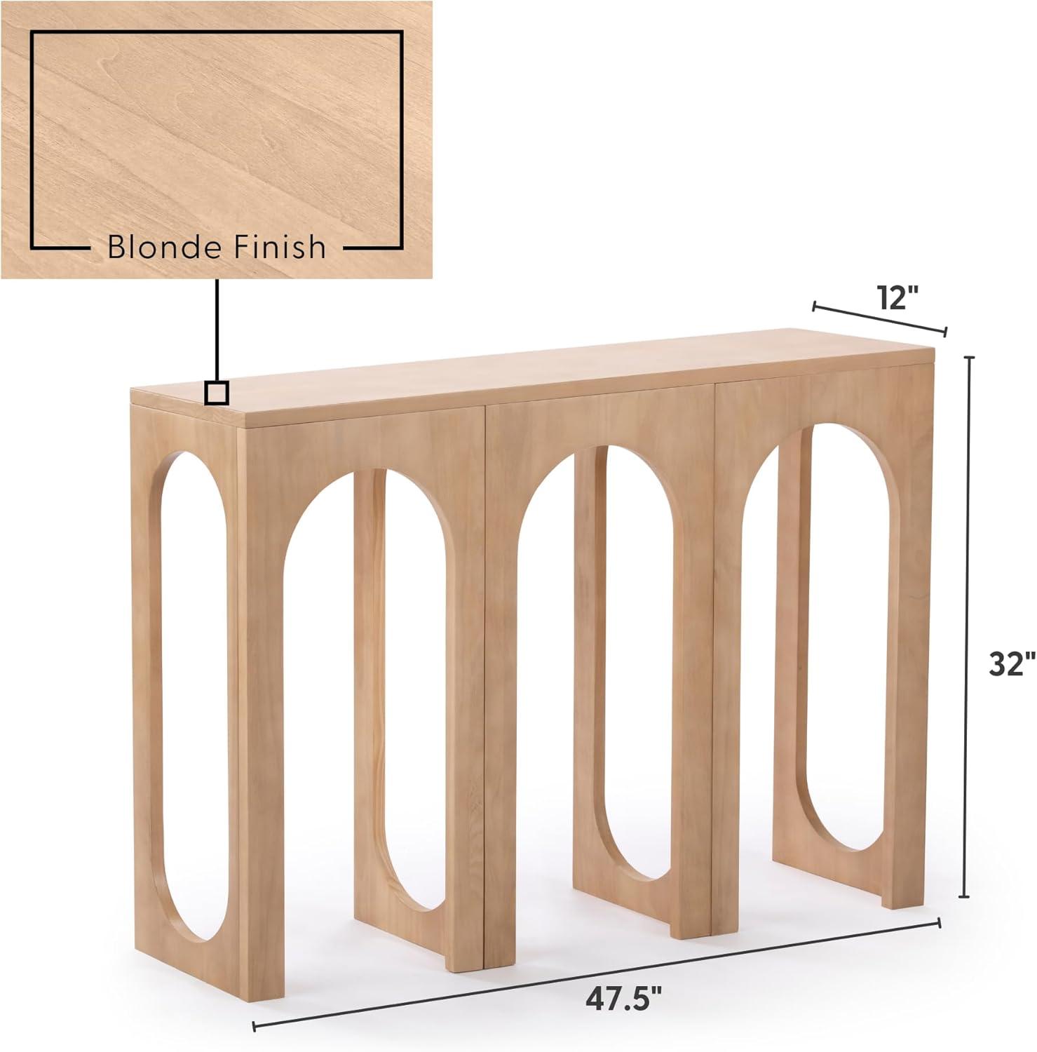 image:imagePlankBeam Verso Console Table 46 Inch Solid Wood Modern Sofa Table Narrow Entryway Table for Hallway Behind The Couch Living Room Foyer BlackBlonde