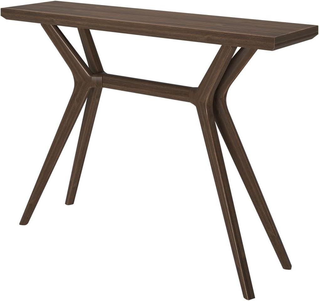 image:imagePlankBeam Verso Console Table 46 Inch Solid Wood Modern Sofa Table Narrow Entryway Table for Hallway Behind The Couch Living Room Foyer BlackWalnut