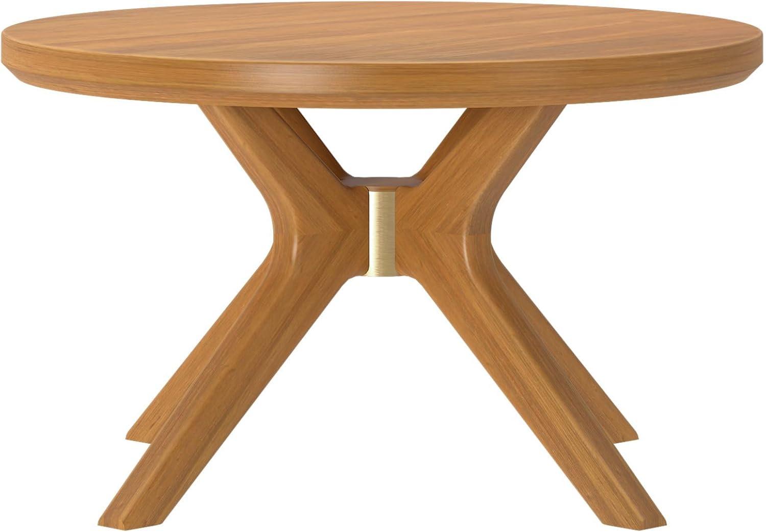 image:imagePlankBeam Verso Round Coffee Table 36 Inch Cross Leg Coffee Table Modern Mini Center Tables for Small Spaces Small Living Space Tea Table PecanPecan