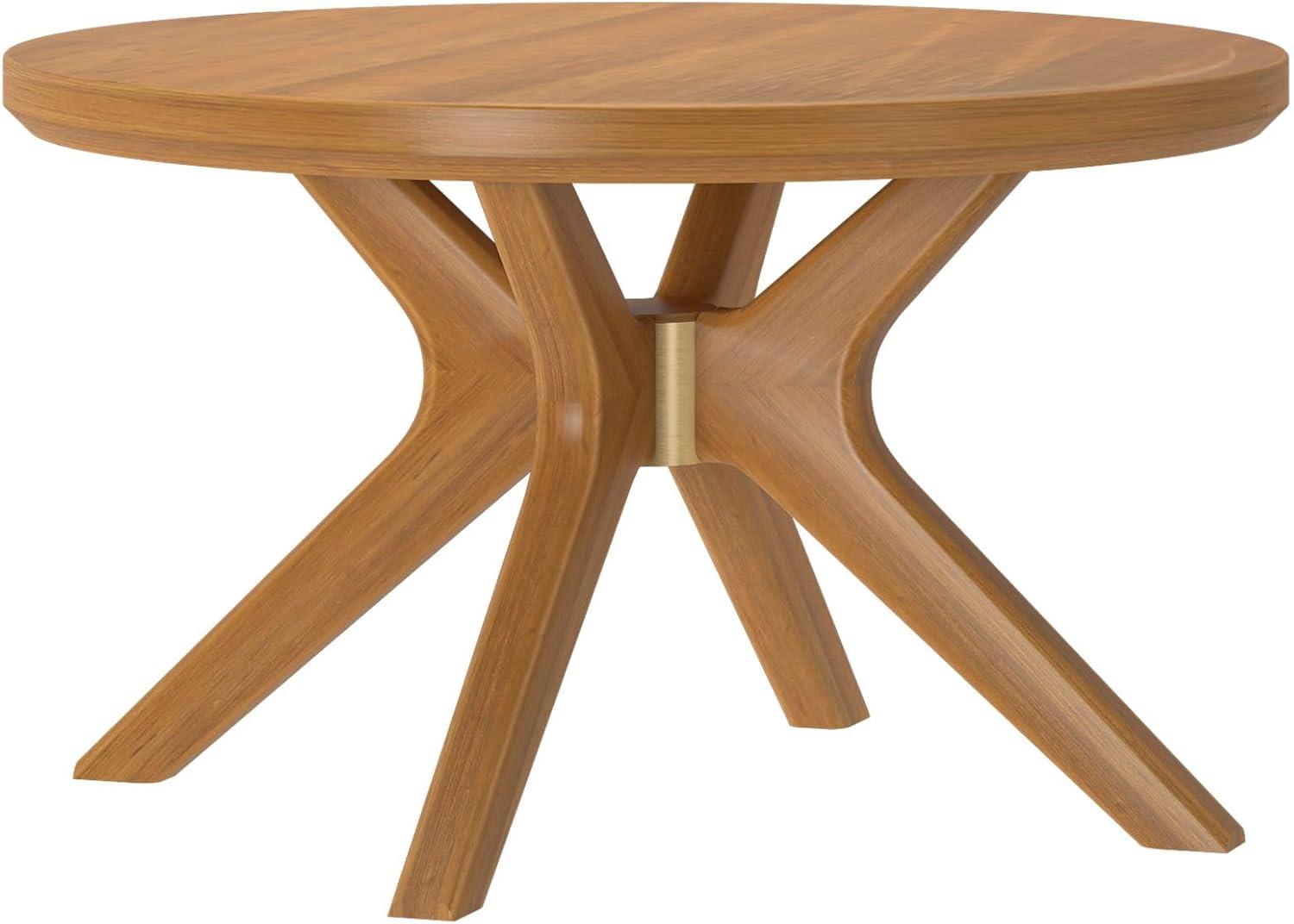 image:imagePlankBeam Verso Round Coffee Table 36 Inch Cross Leg Coffee Table Modern Mini Center Tables for Small Spaces Small Living Space Tea Table PecanPecan