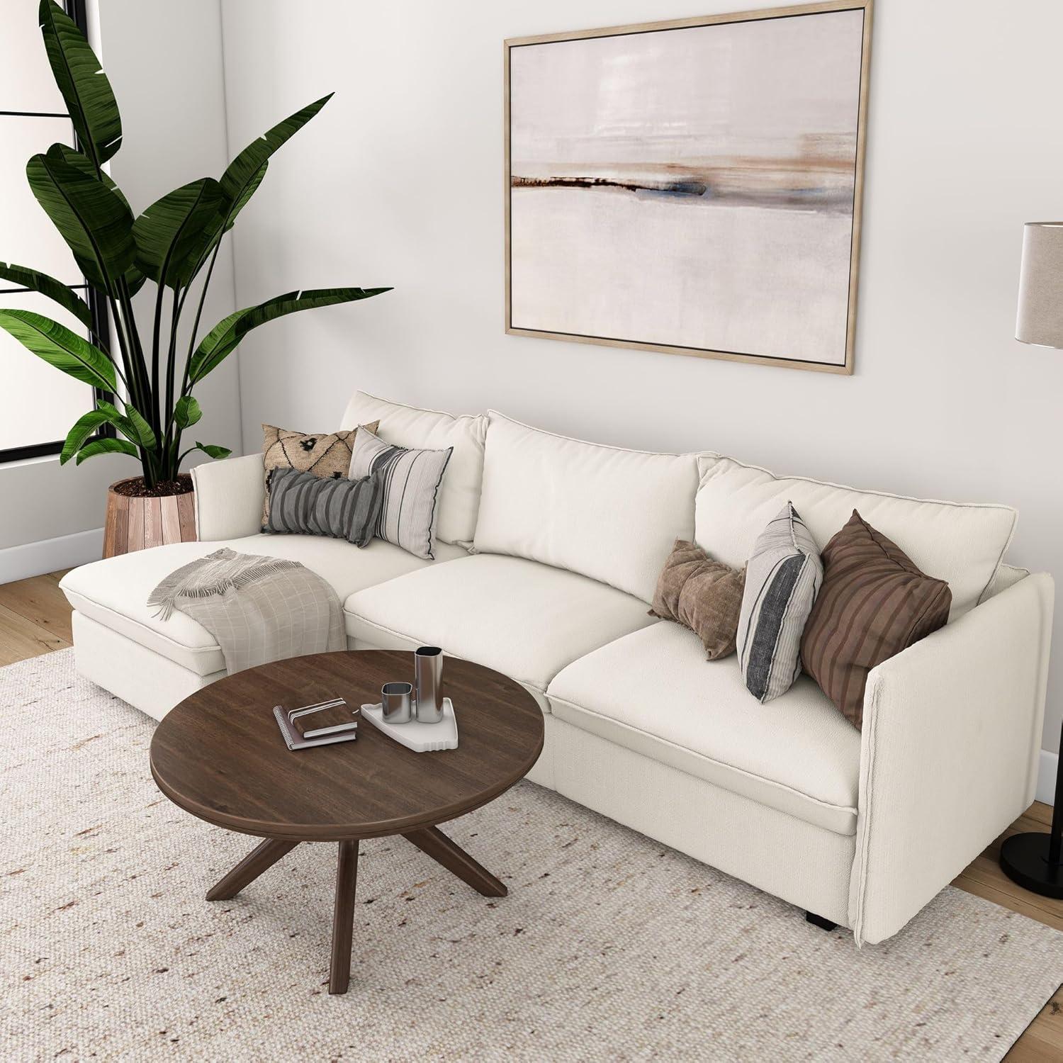 image:imagePlankBeam Verso Round Coffee Table 36 Inch Cross Leg Coffee Table Modern Mini Center Tables for Small Spaces Small Living Space Tea Table PecanWalnut